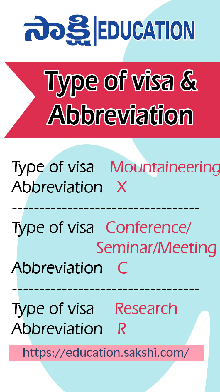 Type of visa - Abbreviation